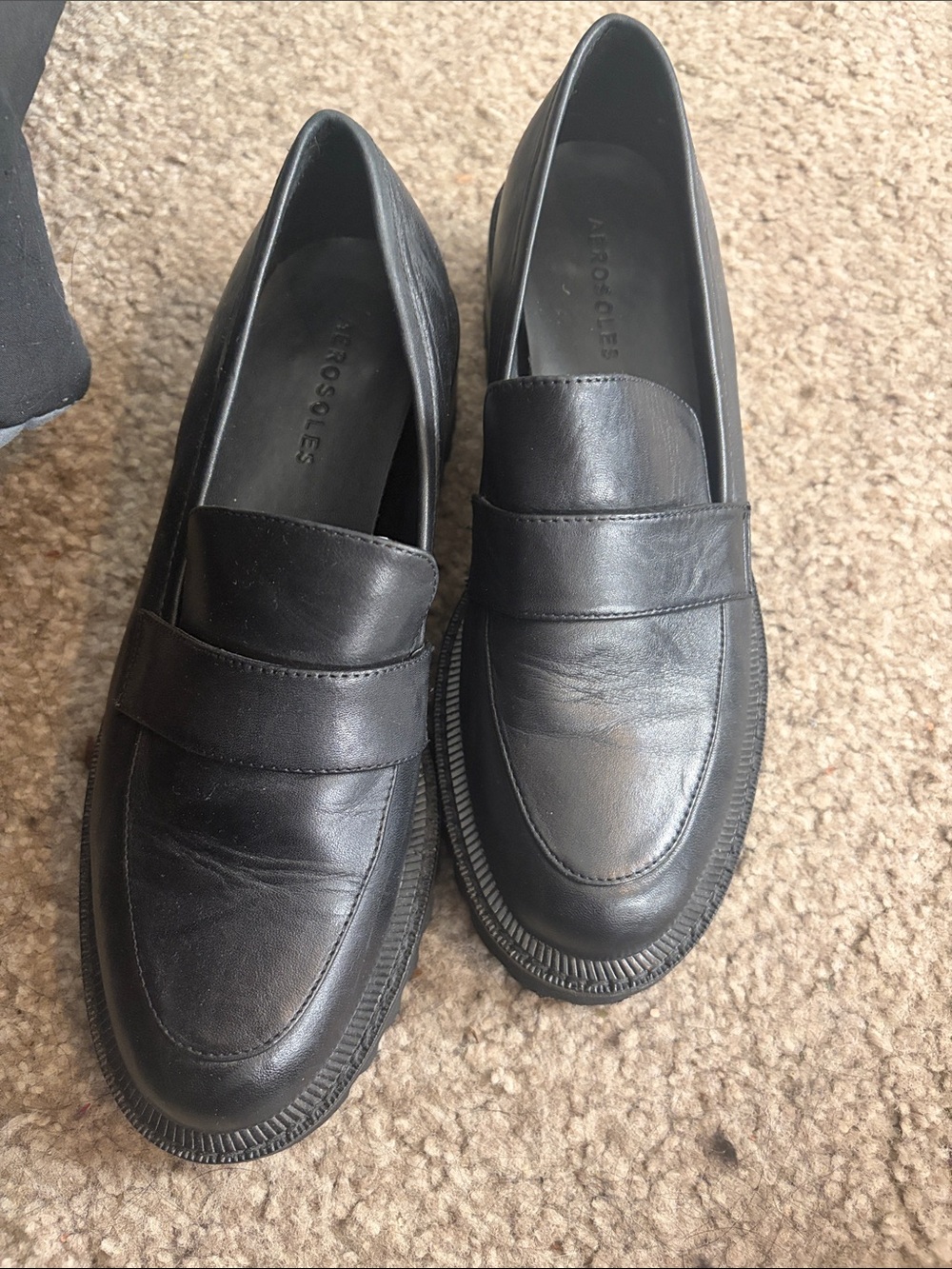 Black Leather Penny Loafers